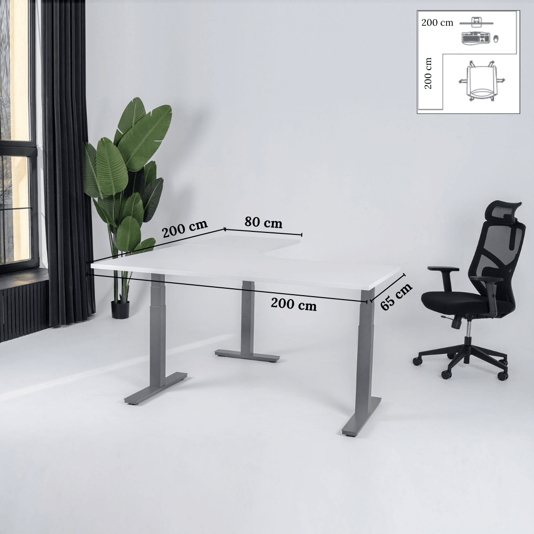 Elektriski augstumā regulējams galds Prestige Line L forma 200 cm x 200 cm - Ergostock