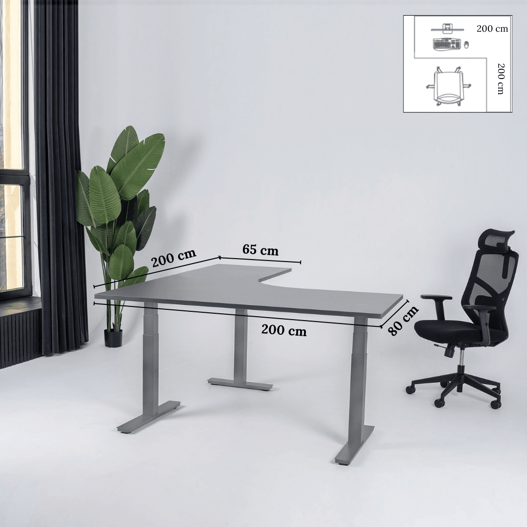 Elektriski augstumā regulējams galds Prestige Line L forma 200 cm x 200 cm - Ergostock