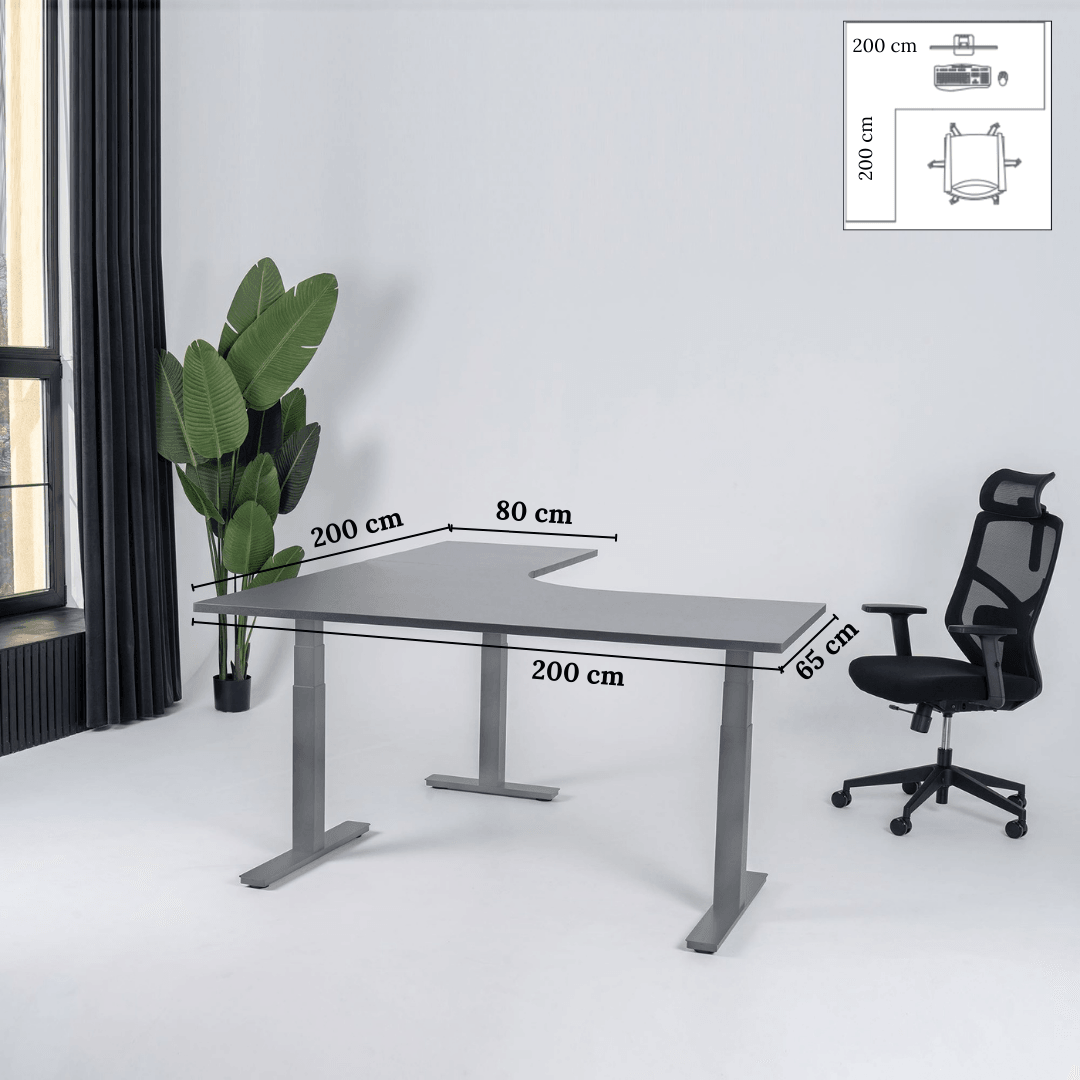 Elektriski augstumā regulējams galds Prestige Line L forma 200 cm x 200 cm - Ergostock