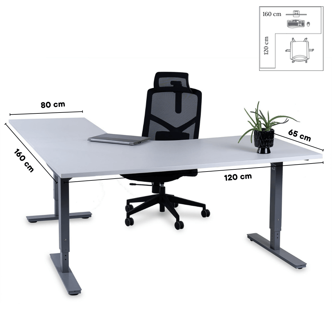 Biroja galds Forza Line L forma 160 cm x 120 cm - Ergostock