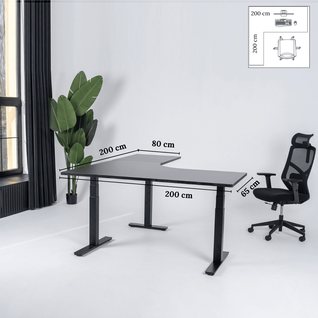 Elektriski augstumā regulējams galds Prestige Line L forma 200 cm x 200 cm - Ergostock