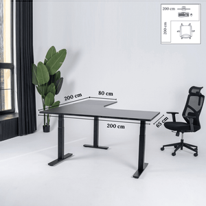 Elektriski augstumā regulējams galds Prestige Line L forma 200 cm x 200 cm - Ergostock
