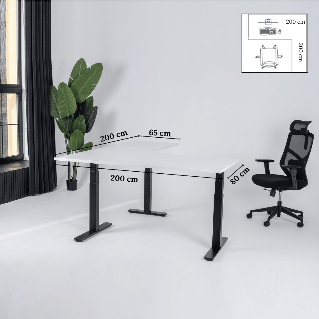 Elektriski augstumā regulējams galds Prestige Line L forma 200 cm x 200 cm - Ergostock