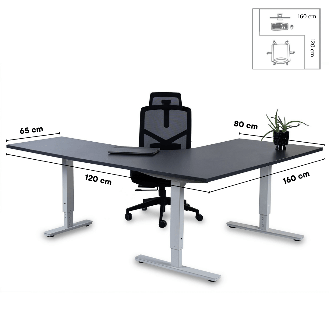 Biroja galds Forza Line L forma 160 cm x 120 cm - Ergostock