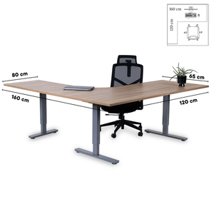 Biroja galds Forza Line L forma 160 cm x 120 cm - Ergostock