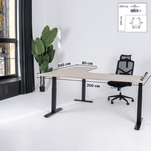 Elektriski augstumā regulējams galds Prestige Line L forma 200 cm x 200 cm - Ergostock