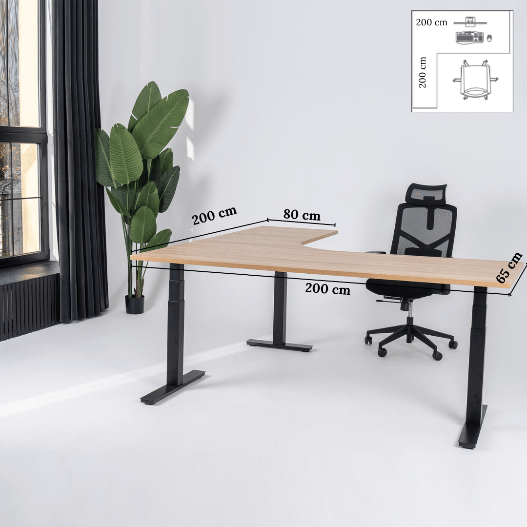Elektriski augstumā regulējams galds Prestige Line L forma 200 cm x 200 cm - Ergostock