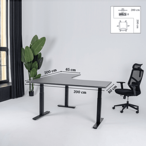 Elektriski augstumā regulējams galds Prestige Line L forma 200 cm x 200 cm - Ergostock