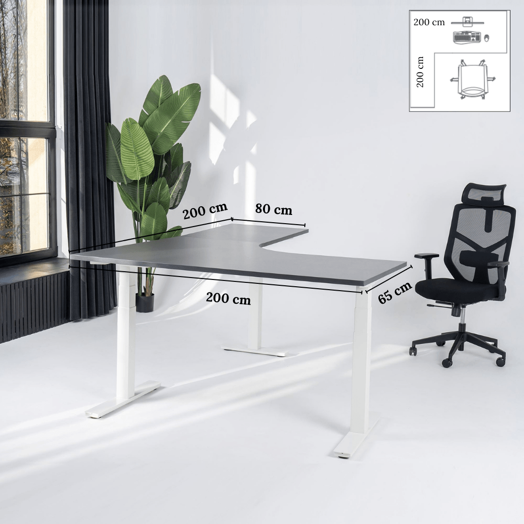 Elektriski augstumā regulējams galds Prestige Line L forma 200 cm x 200 cm - Ergostock