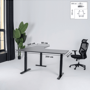 Elektriski augstumā regulējams galds Prestige Line L forma 200 cm x 200 cm - Ergostock