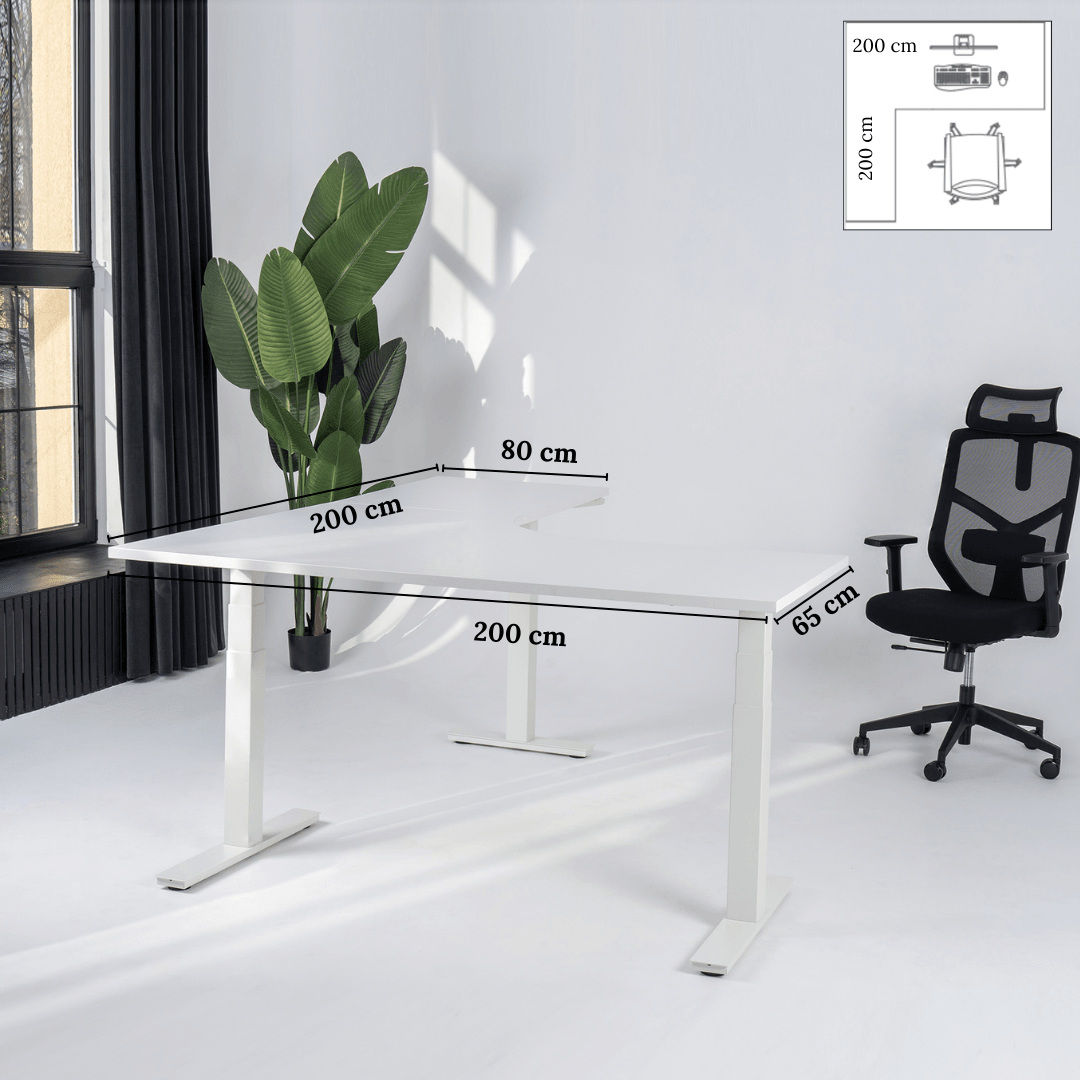 Elektriski augstumā regulējams galds Prestige Line L forma 200 cm x 200 cm - Ergostock