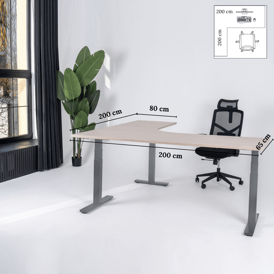 Elektriski augstumā regulējams galds Prestige Line L forma 200 cm x 200 cm - Ergostock