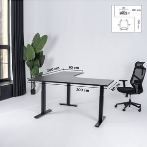 Elektriski augstumā regulējams galds Prestige Line L forma 200 cm x 200 cm - Ergostock