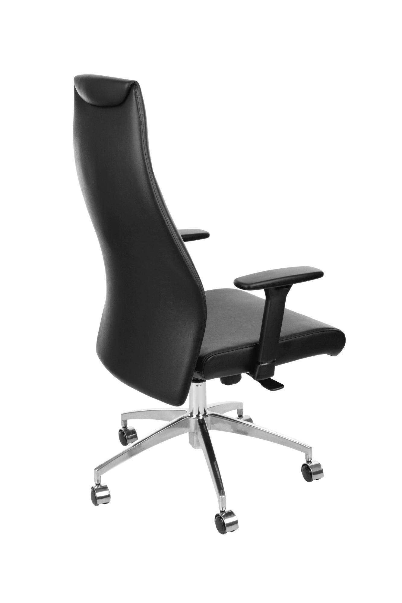 Biroja krēsls MODO Chrome Black Leather - Ergostock