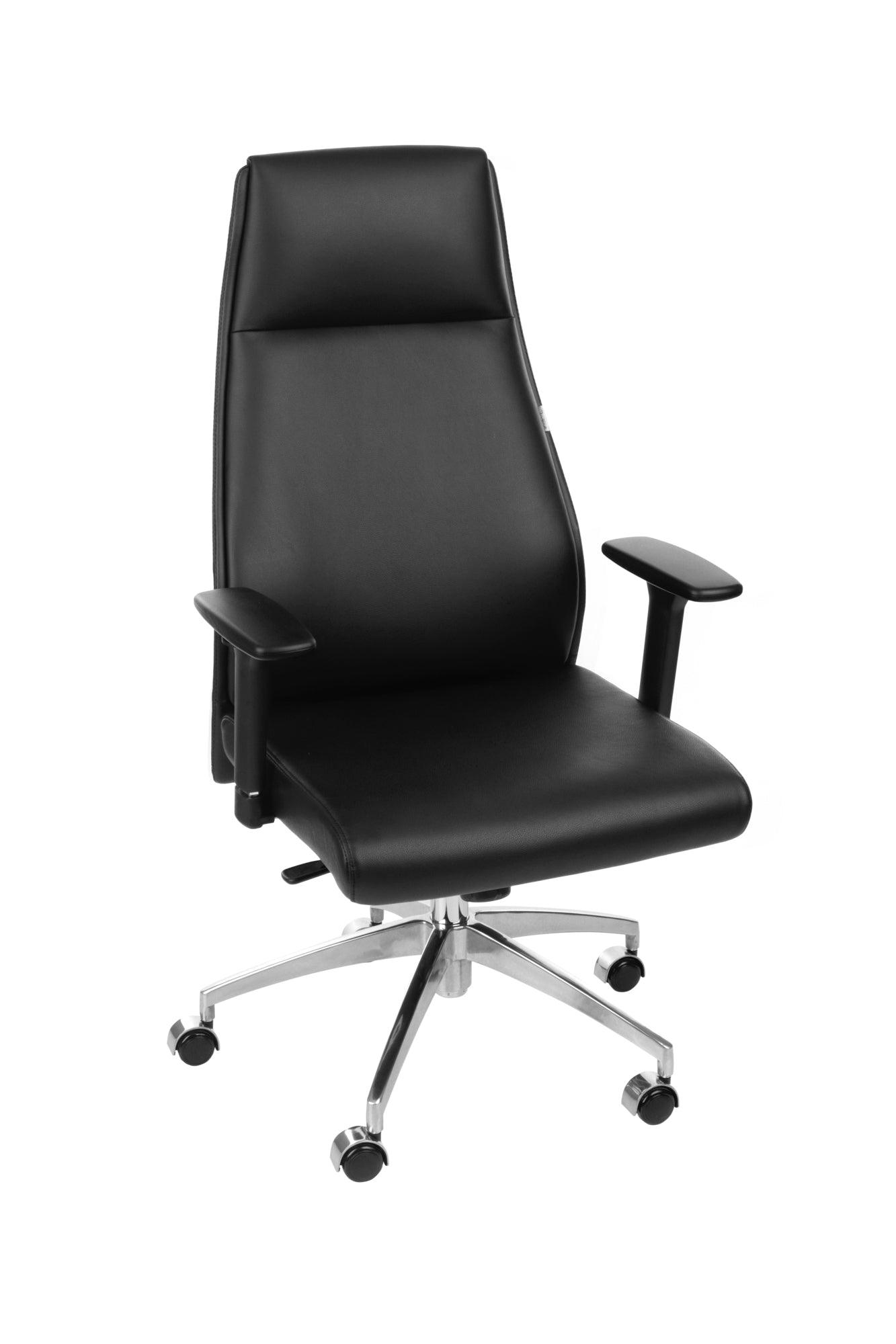 Biroja krēsls MODO Chrome Black Leather - Ergostock