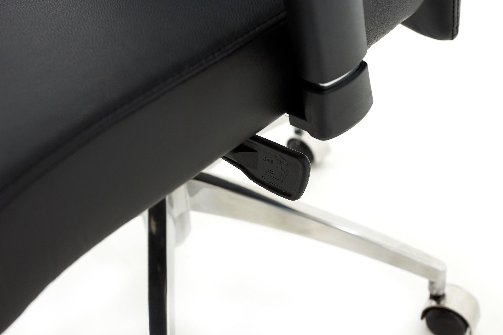 Biroja krēsls MODO Chrome Black Leather - Ergostock