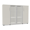Biroja skapis NUWO GLASS COMBI, 3 plaukti, 1140x1600x420 mm, konfigurējams - Ergostock.lv