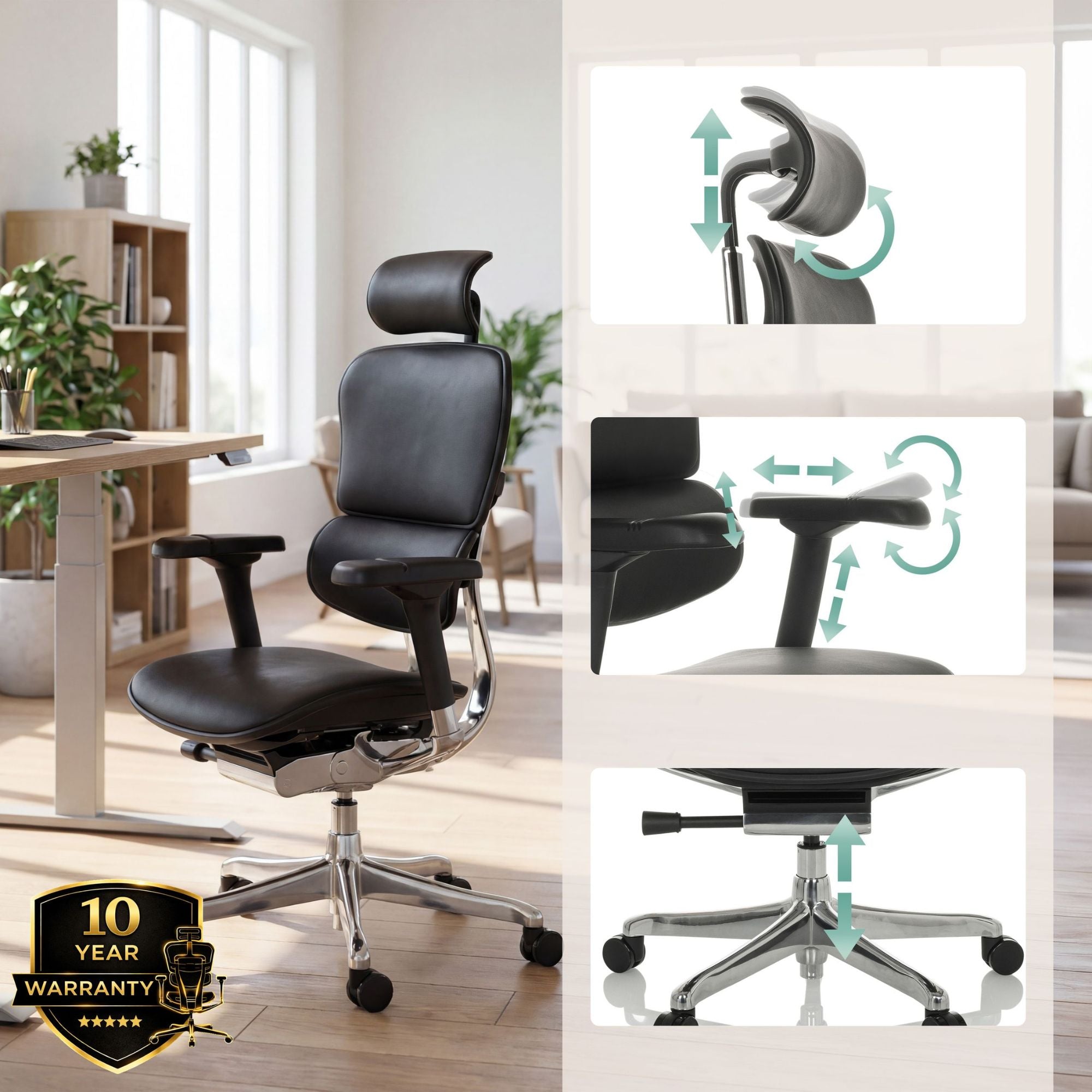 Biuro kėdė Ergohuman ELITE BLACK LEATHER