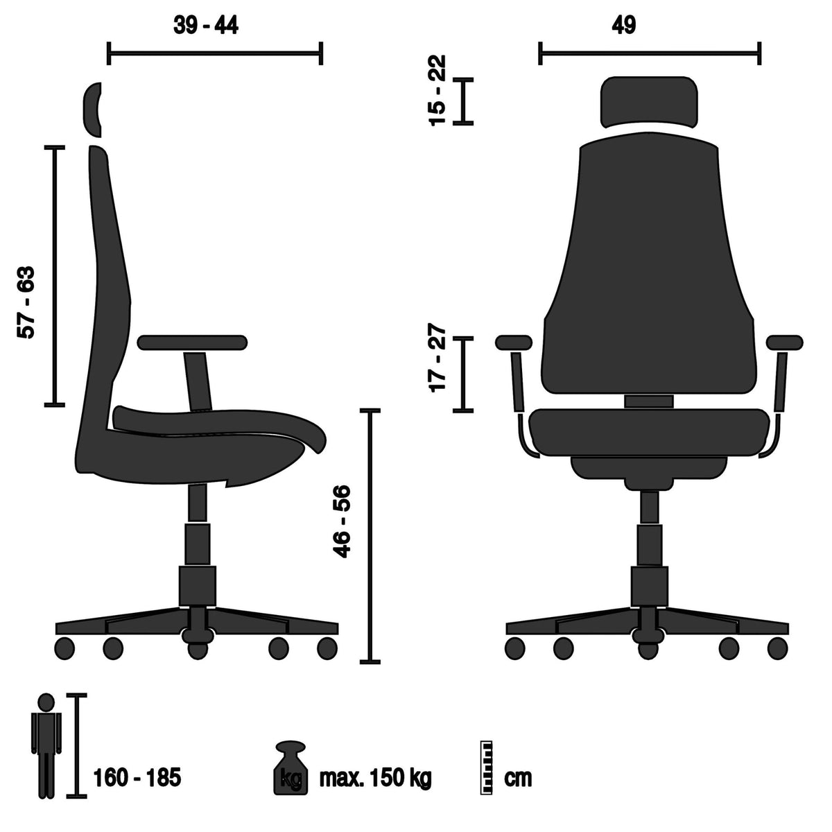 Biuro kėdė Ergohuman ELITE BLACK LEATHER