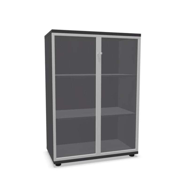 Biroja skapis NUWO GLASS, 3 plaukti, 1140x800x420 mm, konfigurējams - Ergostock.lv