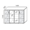 Biroja skapis NUWO GLASS COMBI, 3 plaukti, 1140x1600x420 mm, konfigurējams - Ergostock.lv