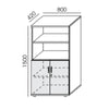 Biroja skapis NUWO, 4 plaukti, ar durvīm, 1500x800x420 mm, konfigurējams - Ergostock.lv