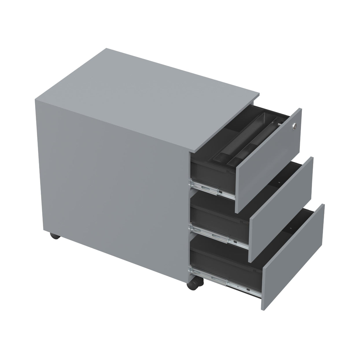 Metāla atvilktņu bloks Pro Line SLIM, slēdzams, uz ritentiņiem - Ergostock.lv