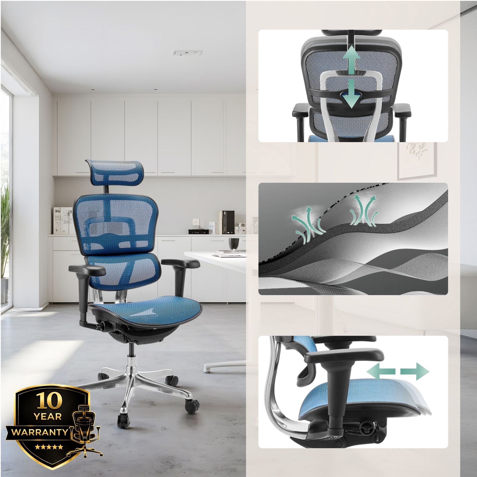 Biuro kėdė Ergohuman ULTRA GEN2 Blue