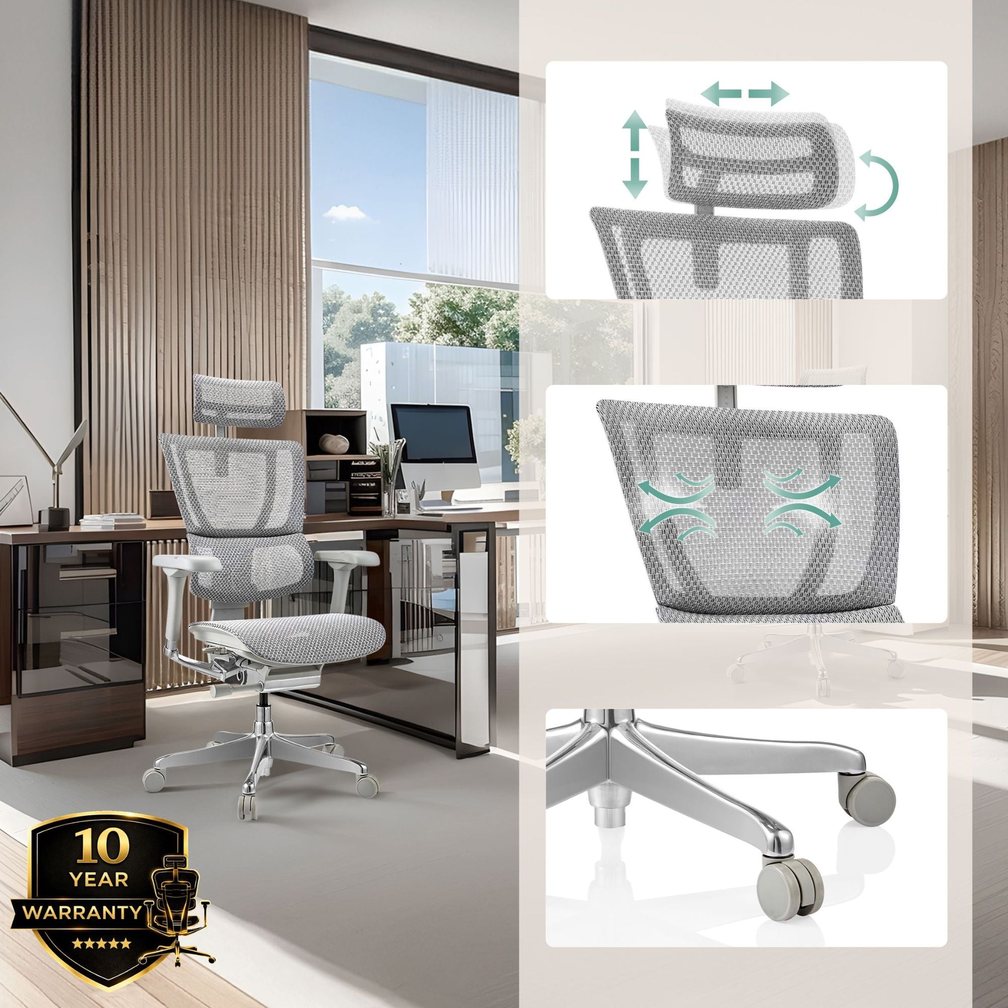 Biuro kėdė Ergohuman SLIM GS GEN2 Grey