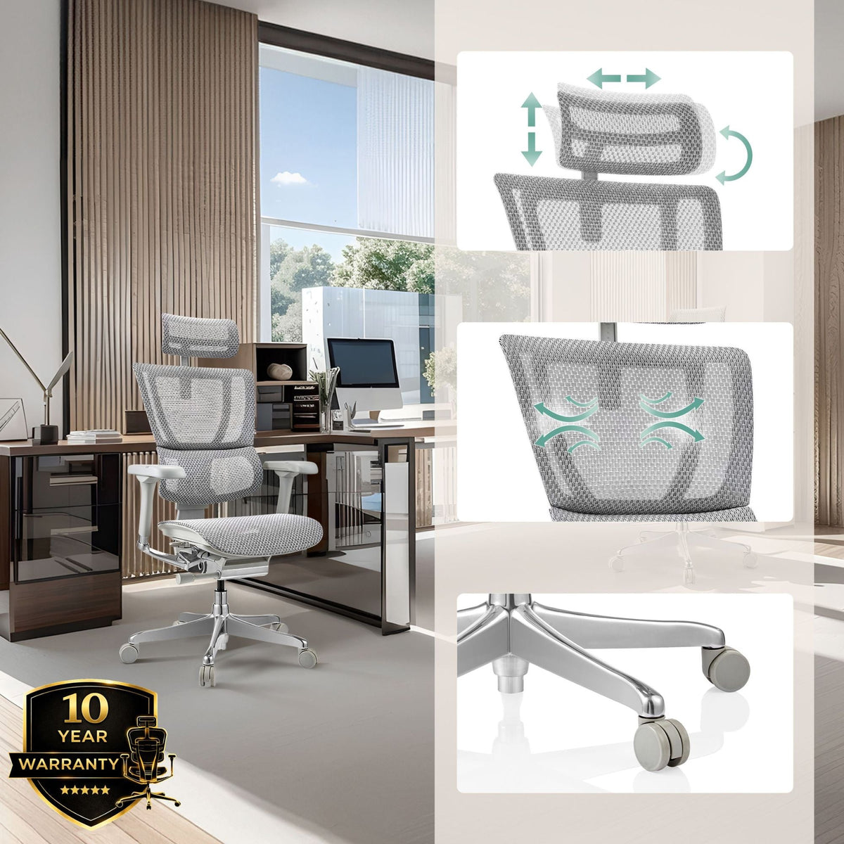 Biuro kėdė Ergohuman SLIM GS GEN2 Grey