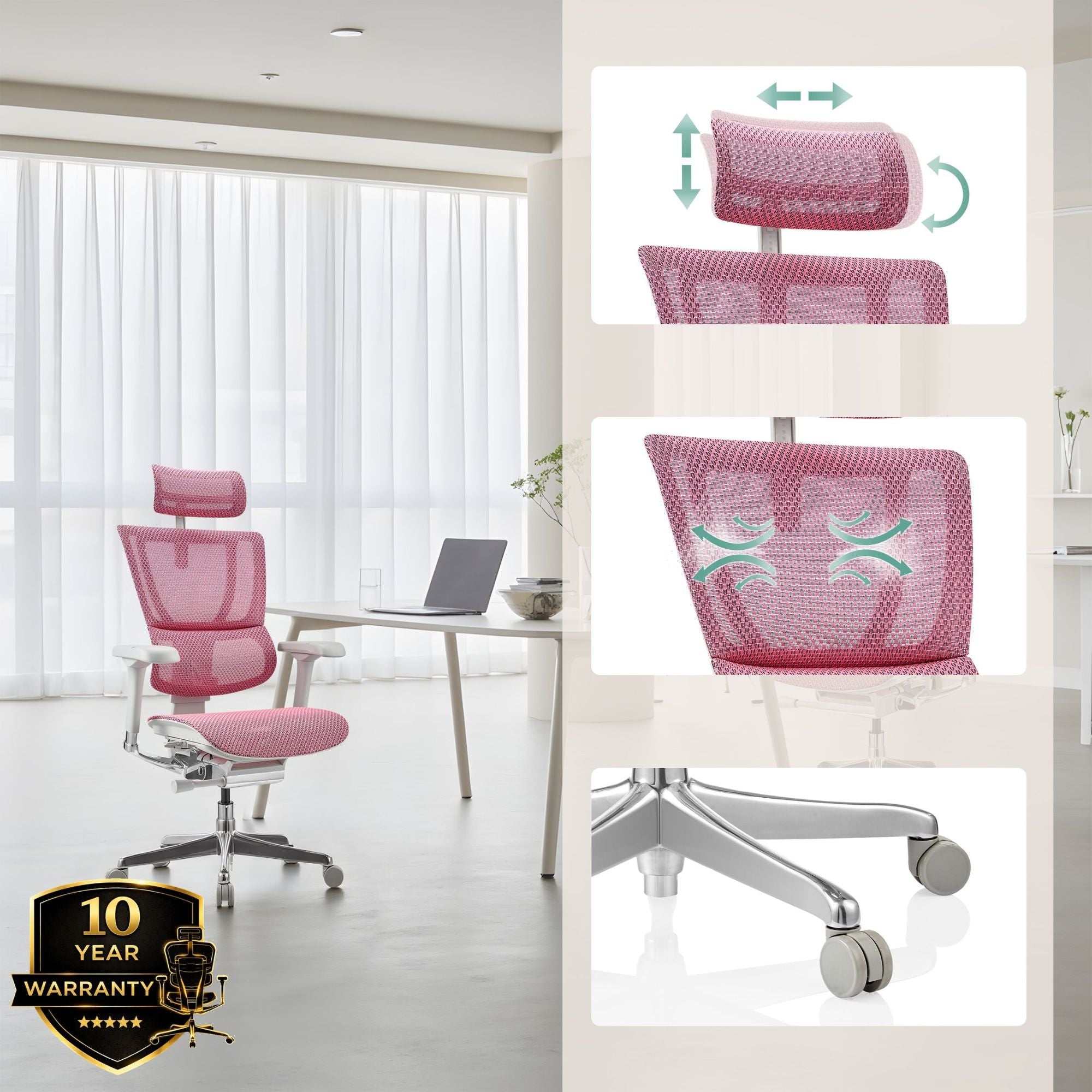 Biuro kėdė Ergohuman SLIM GS GEN2 Rosa