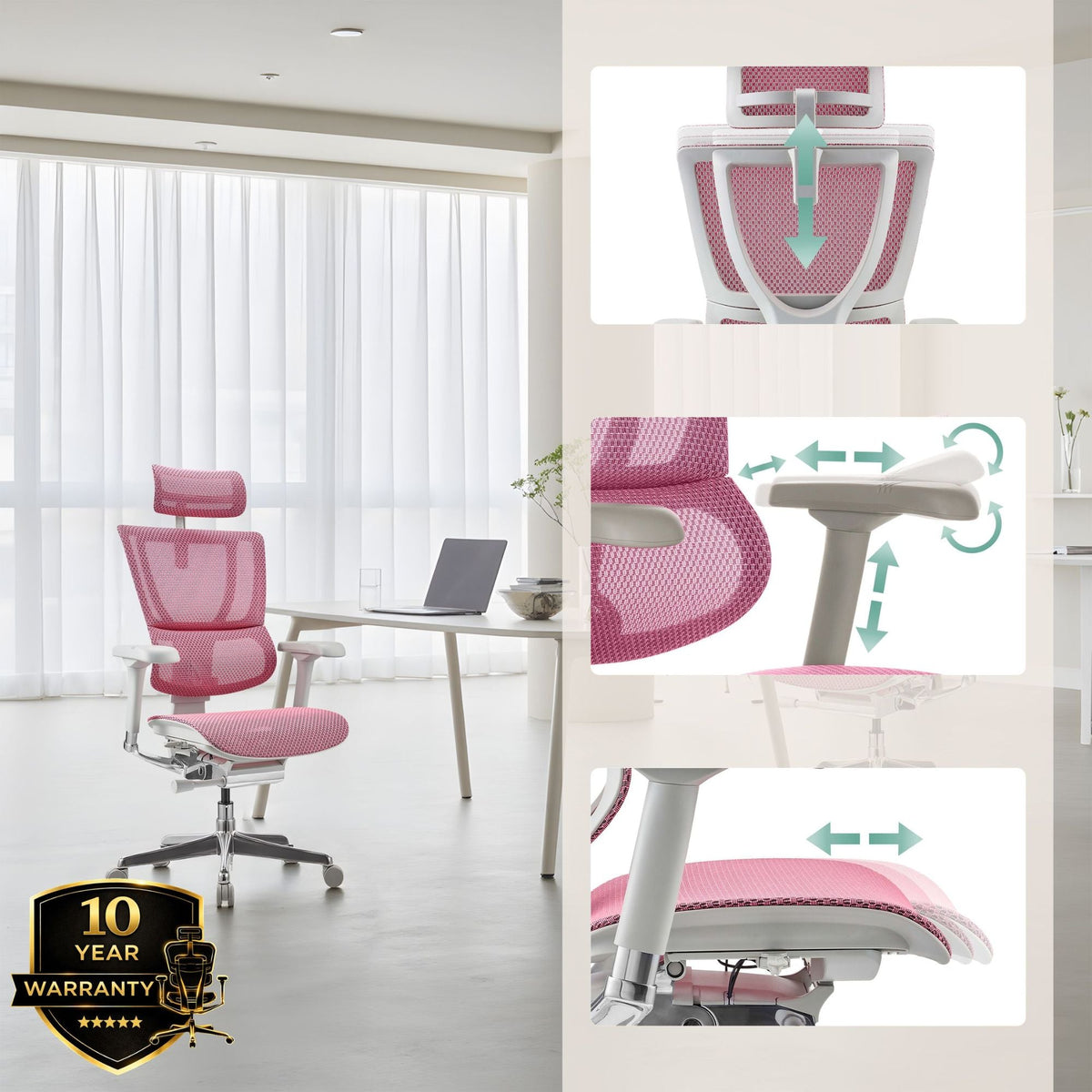 Biuro kėdė Ergohuman SLIM GS GEN2 Rosa
