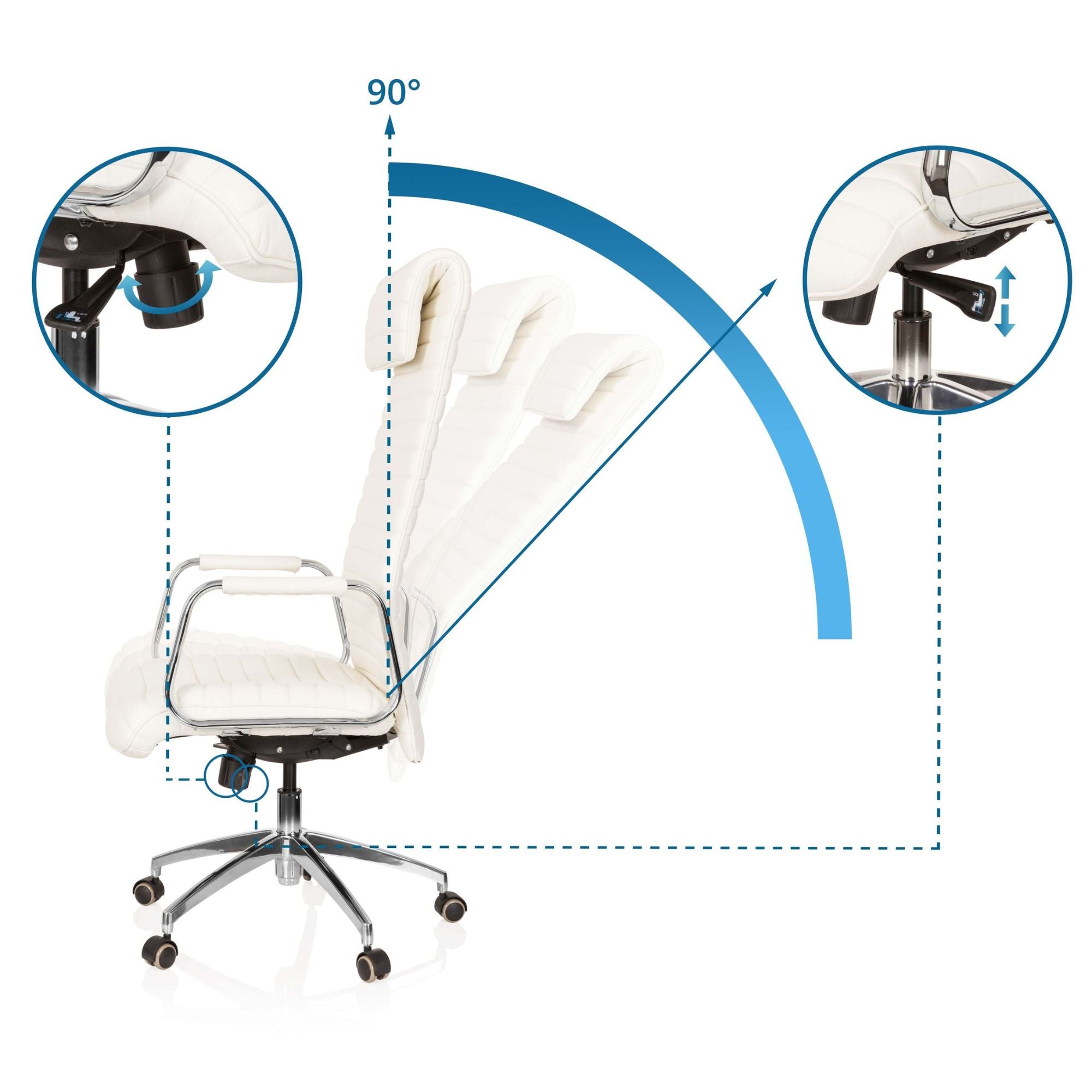 Biuro kėdė ASPERA Nappa Leather Luxus Creme White