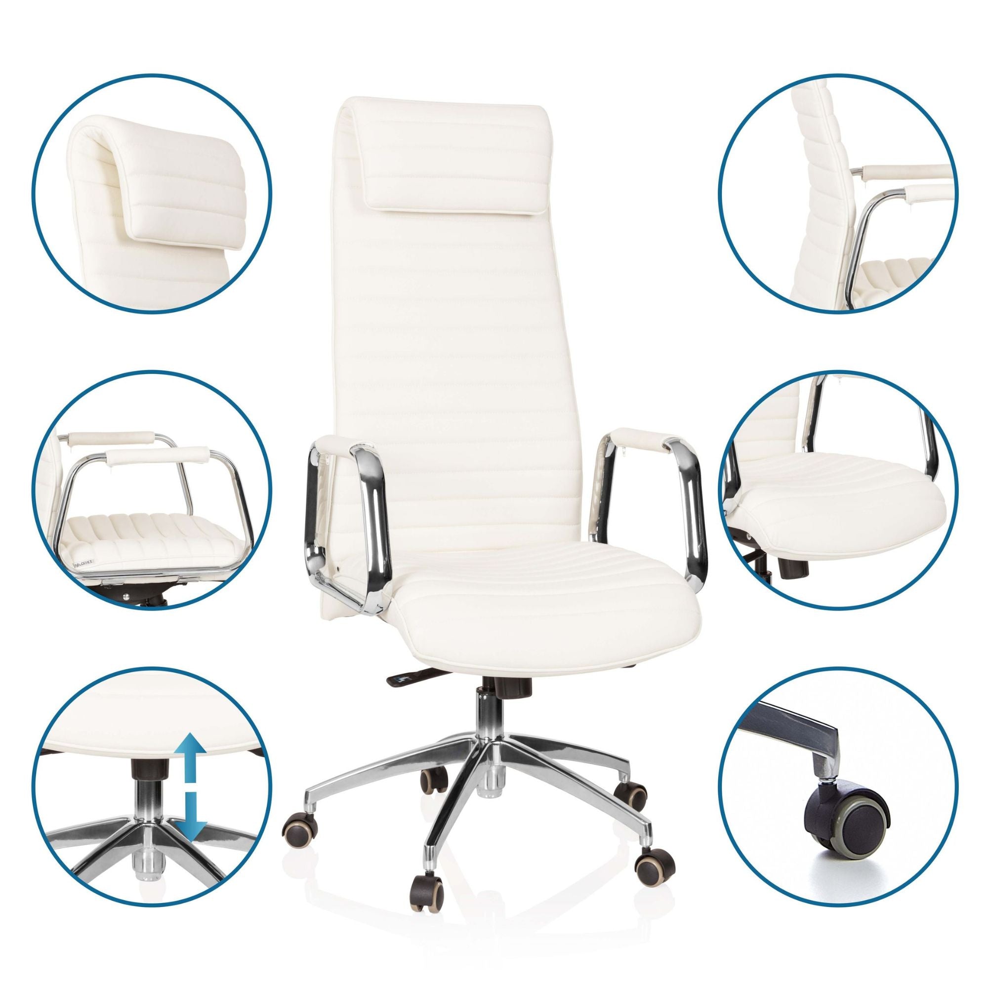 Biuro kėdė ASPERA Nappa Leather Luxus Creme White