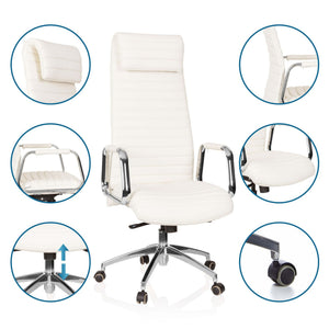 Biuro kėdė ASPERA Nappa Leather Luxus Creme White