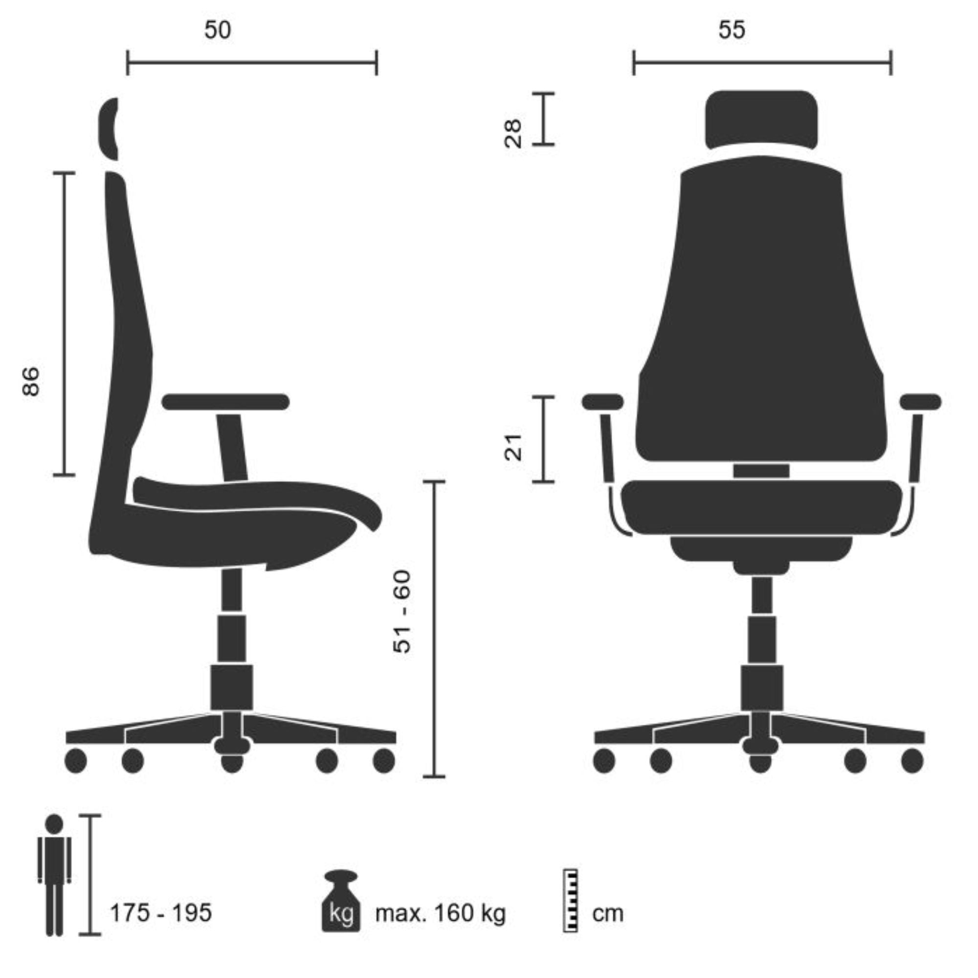 Biuro kėdė BRETON II XXL, juoda (iki 160 kg)