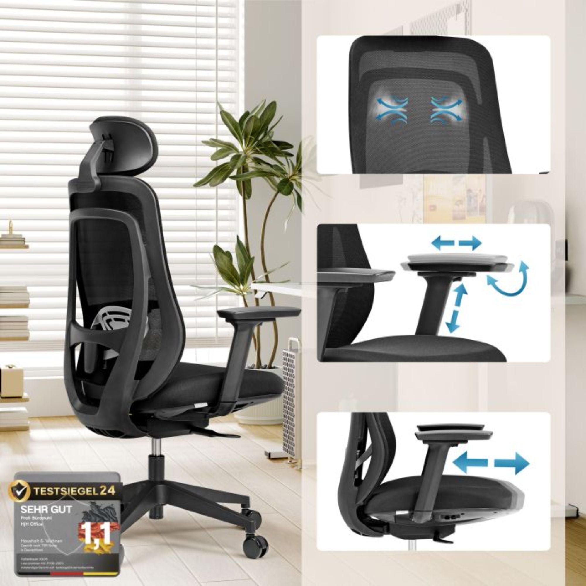 Biuro kėdė VIVADAPT GEN2, juoda