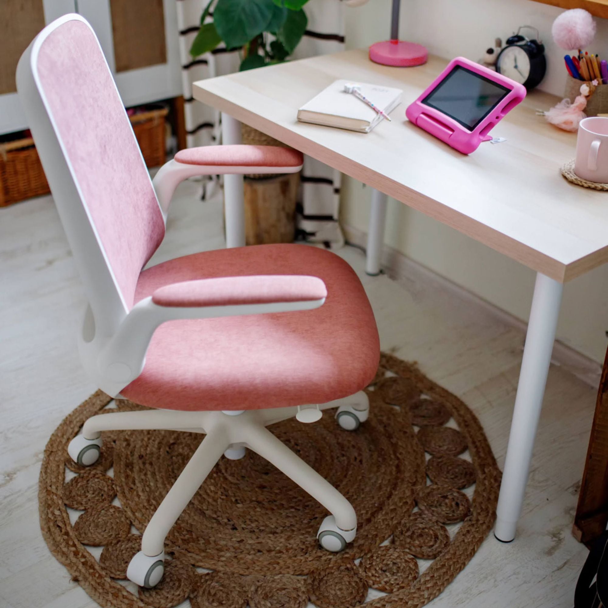 Vaikų ir jaunimo kėdė Easy White, rožinė