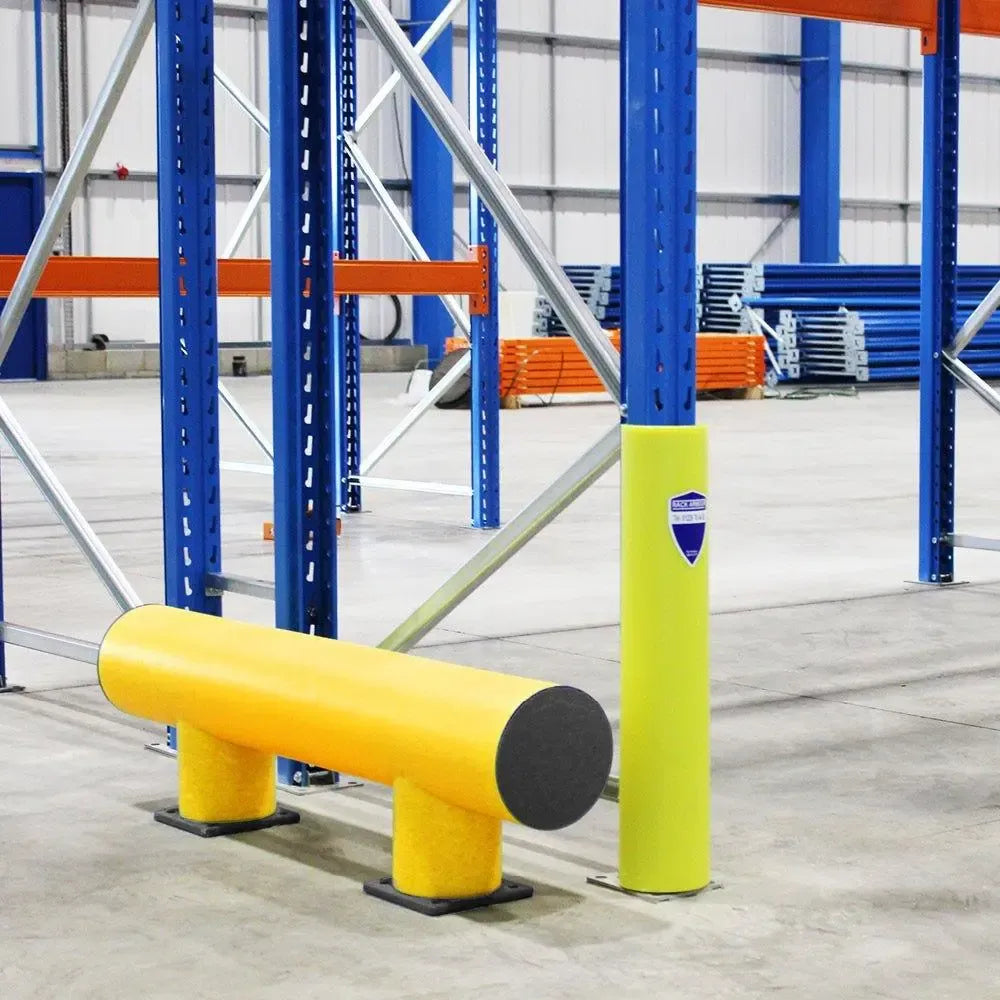 Brand Safe žemo lygio apsauginis barjeras 4900 mm, kontrastingos geltonos spalvos