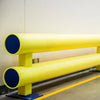 Žemo profilio dvigubas apsauginis barjeras Brand Safe 4900 mm, kontrastinės geltonos spalvos