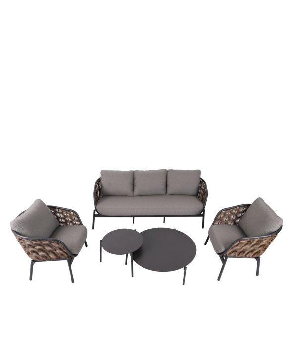 Lauko baldų komplektas Snapty Garden Borneo, sofa, 2 foteliai ir 2 staliukai
