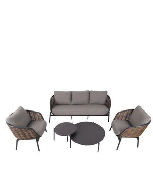 Lauko baldų komplektas Snapty Garden Borneo, sofa, 2 foteliai ir 2 staliukai
