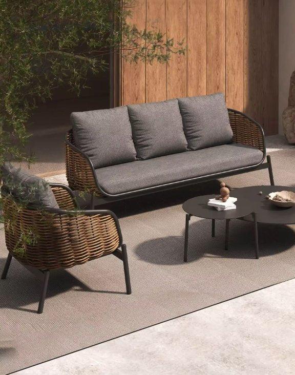 Lauko baldų komplektas Snapty Garden Borneo, sofa, 2 foteliai ir 2 staliukai