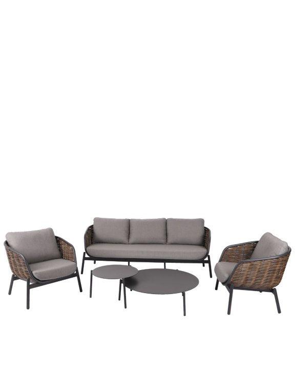 Lauko baldų komplektas Snapty Garden Borneo, sofa, 2 foteliai ir 2 staliukai