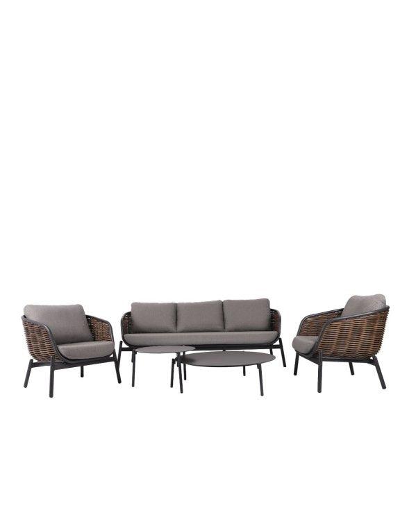 Lauko baldų komplektas Snapty Garden Borneo, sofa, 2 foteliai ir 2 staliukai