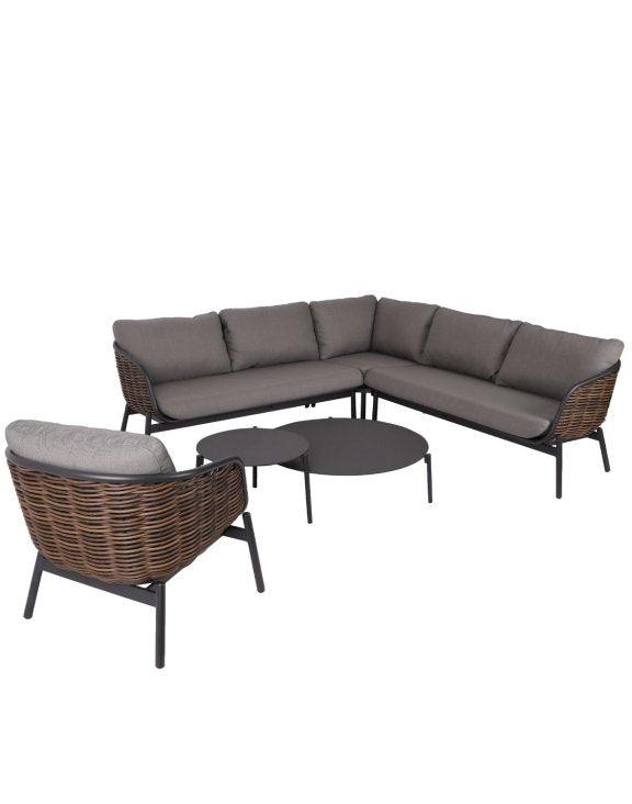 Lauko baldų komplektas Snapty Garden Borneo, kampinė sofa, krėslas ir 2 staliukai