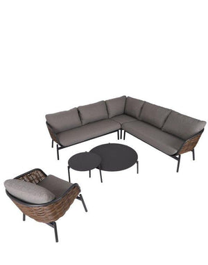 Lauko baldų komplektas Snapty Garden Borneo, kampinė sofa, krėslas ir 2 staliukai