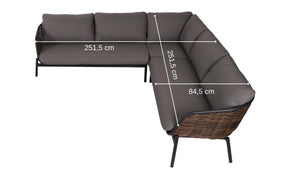 Lauko baldų komplektas Snapty Garden Borneo, kampinė sofa, krėslas ir 2 staliukai