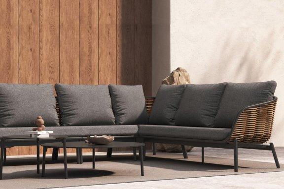 Lauko baldų komplektas Snapty Garden Borneo, kampinė sofa, krėslas ir 2 staliukai