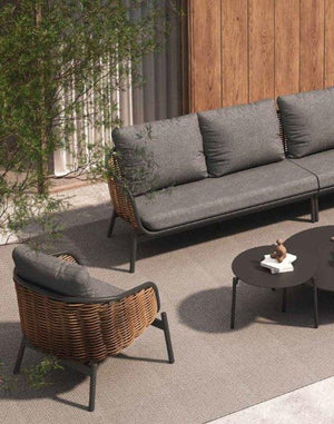 Lauko baldų komplektas Snapty Garden Borneo, kampinė sofa, krėslas ir 2 staliukai